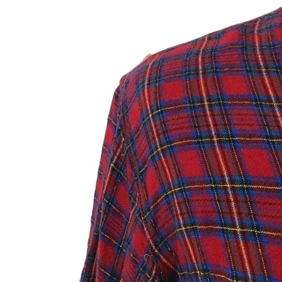 Soft Metallic Plaid Button Up Shirt Red Blue 18/20 - Picture 3 of 5